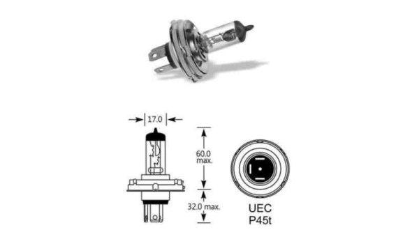 ELTA 012SB 12V H4 60/55W P45t Tányéros Autóizzó