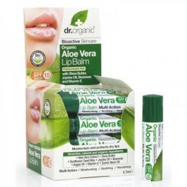 dr.Organic Ajakbalzsam bio Aloe verával és borsmenta olajjal 5.7 ml