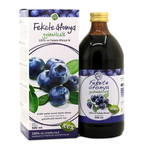 Mannavita Fekete Áfonya lé 100%-os, 500 ml (2db)