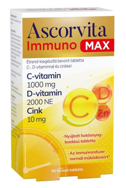 Ascorvita immuno max étrend-kiegészítő bevont tabletta c-, d-vitaminnal és
cinkkel 60 db