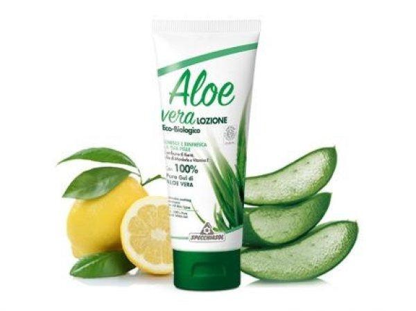 Specchiasol® Aloe vera feszesítő testápoló - Sheavaj, E-vitamin, mandula
és citromolajjal. ECOBIO minősítésű 100%-os