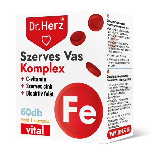 DR Herz Szerves Vas komplex+C-vitamin+Szerves Cink+Folát 60 db kapszula