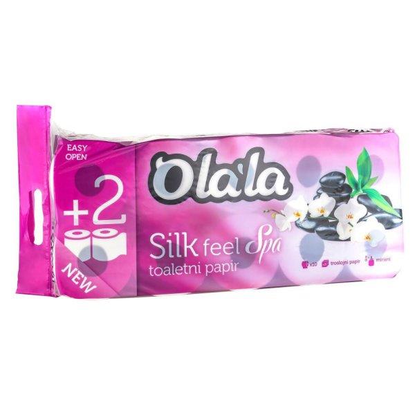 Olala Silk Feel Spa toalettpapír 3 rétegű fehér 155 lap 10 tekercses,
6csg/zsák