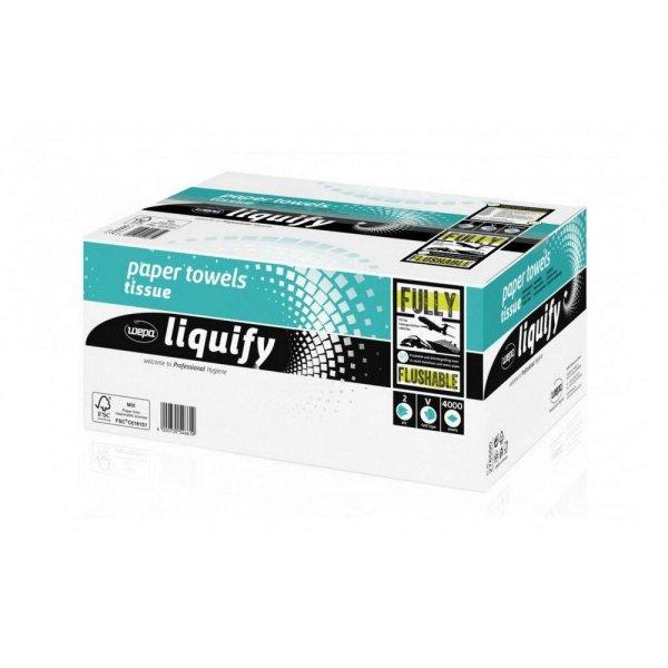 Wepa Liquify V hajtogatott kéztörlő 2 rétegű, 80% fehér, 24x21 cm
15x268lap/karton, 32 zsák/raklap