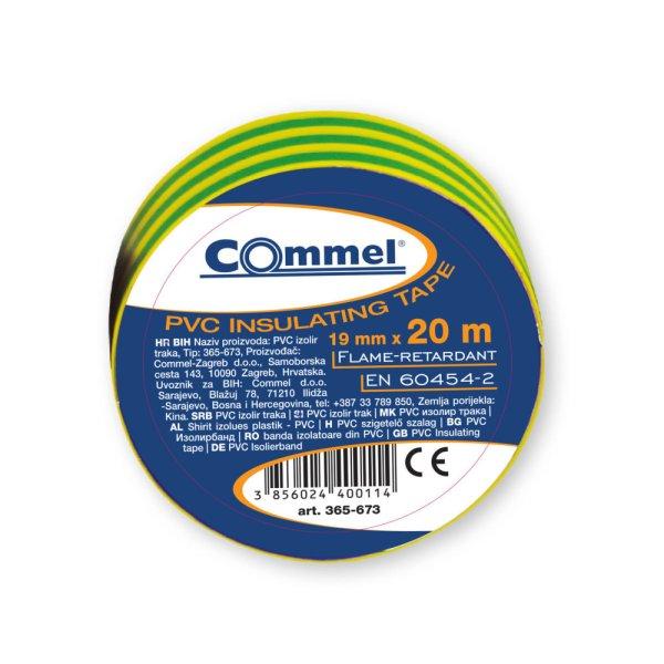 Commel szigetelőszalag zőld sárga 19mm x 20m 1 db