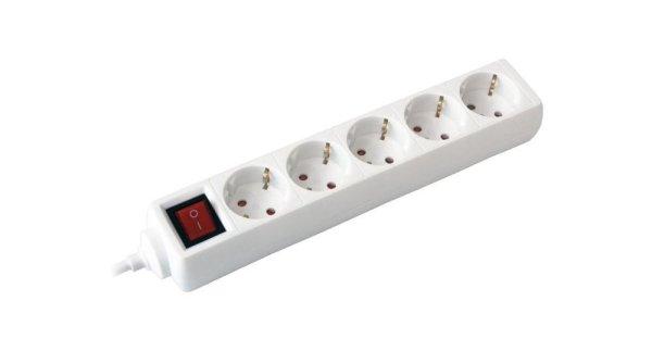 Commel elosztó, hosszabbító 5-ös, kapcsolóval, érintésvédelemmel,
fehér, 3m, 16A, 3500W