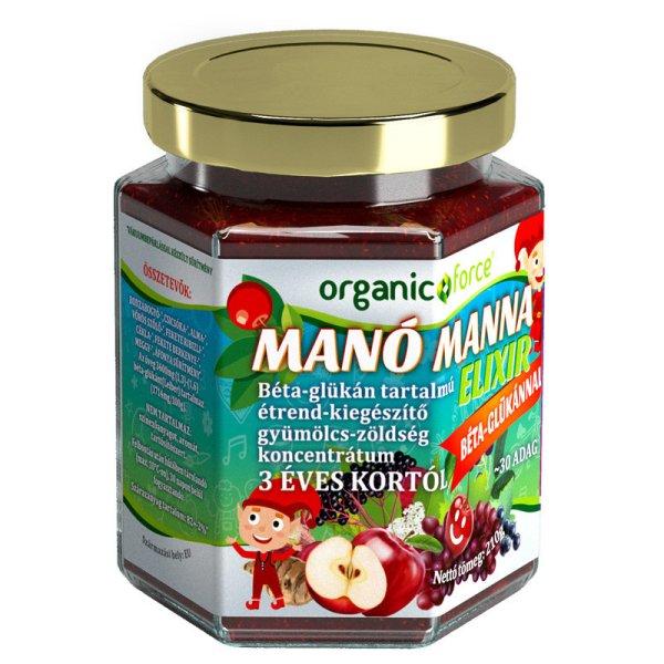 Organic force manó manna elixír béta-glükán tartalmú gyümölcs-zöldség
koncentrátum gyerekeknek 3 éves kortól 210 g