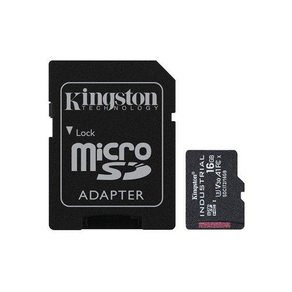 KINGSTON Memóriakártya MicroSDHC 16GB Industrial C10 A1 pSLC + Adapter