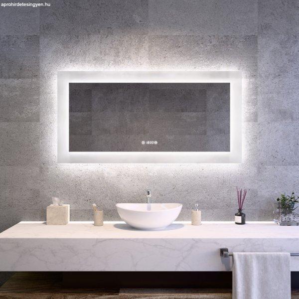 Welland Luxury-Line Dual LED tükör - fényerő + színhőfok állítás +
páramentesítő + óra - 120 x 60 cm