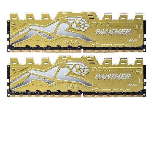 Apacer Memória Desktop - 16GB KIT DDR4 Panther Golden (2x8GB, 3200MHz, CL16,
1.35V, hűtőbordás)