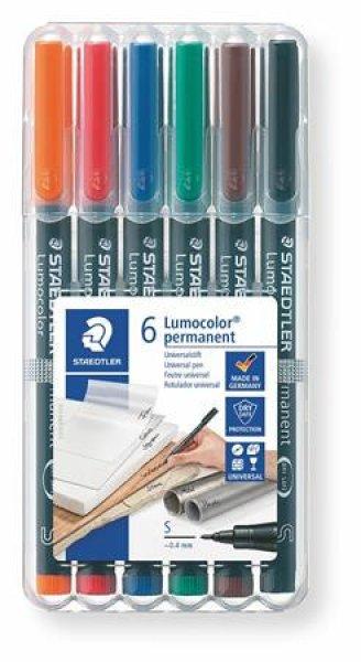 Alkoholos marker készlet, OHP, 0,4 mm, STAEDTLER "Lumocolor® 313 S",
6 különböző szín