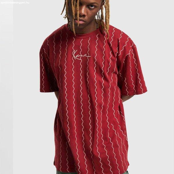 Pólo Karl Kani Small Signature Ziczac Pinstripe Tee dark red/off white