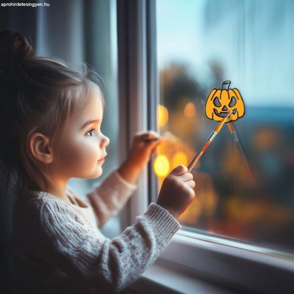 Halloween-i kifesthető ablakdekor - tök - 4 szín - ecsettel