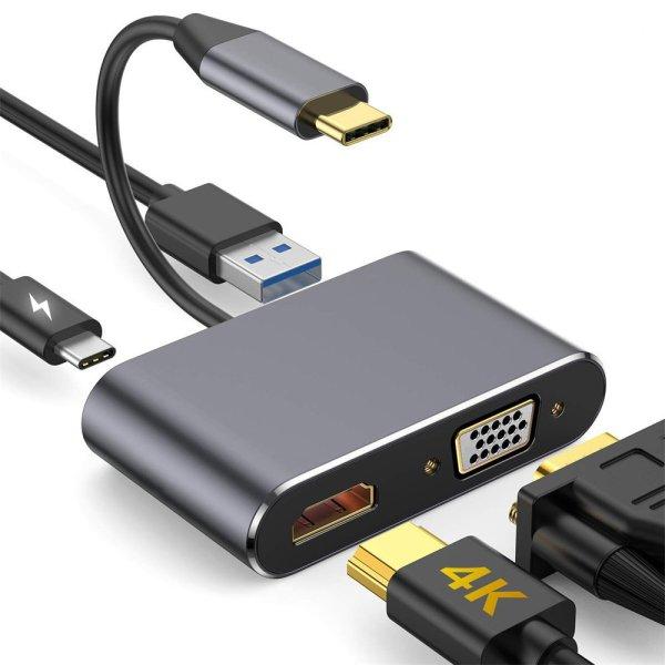 USB-C - HDMI / VGA / USB 3.0 / USB-C adapter átalakitó 