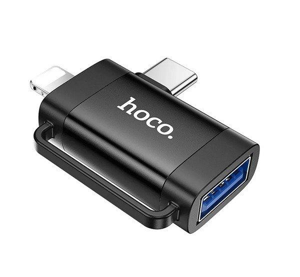 HOCO UA31F adapter 2in1 (USB aljzat - Type-C/lightning, OTG, adatátvitel és
töltés) FEKETE