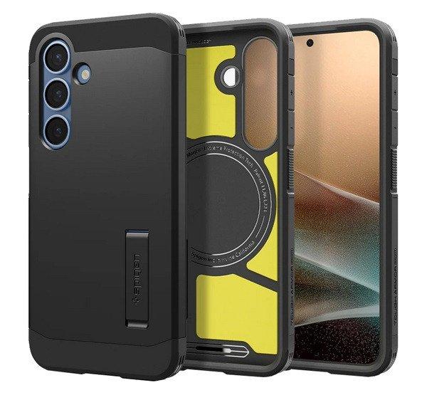 SPIGEN TOUGH ARMOR MAG műanyag telefonvédő (ütésállóság, kitámasztó,
MagSafe) FEKETE Samsung Galaxy S25 Plus (SM-S936)