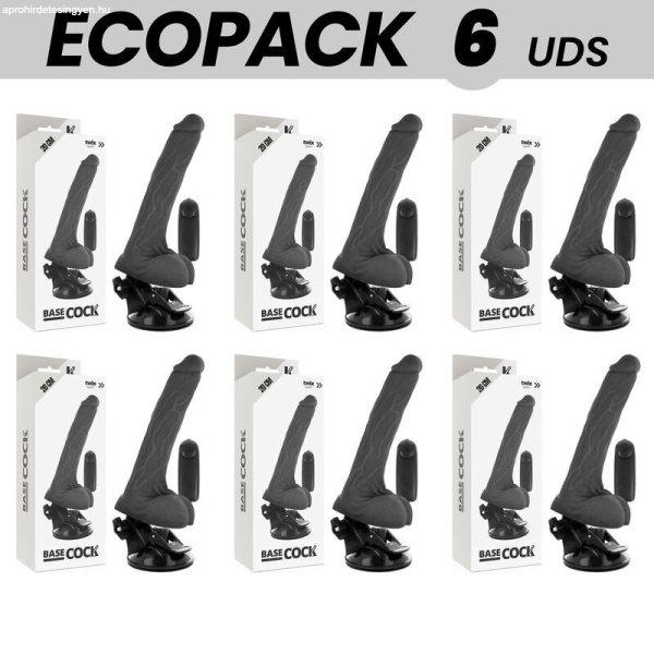 ECOPACK 6 DB - BASECOCK REALISZTIKUS FEKETE TÁVIRÁNYÍTÓS VIBRÁTOR HERÉKKEL
20 CM -O- 4 CM