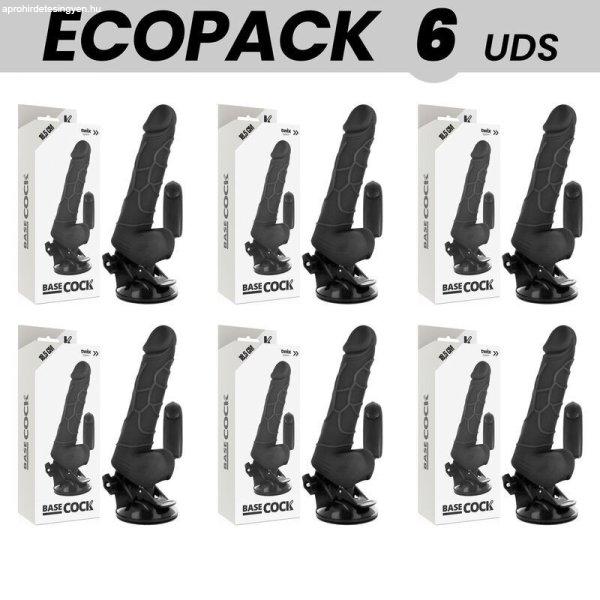 ECOPACK 6 DB - BASECOCK REALISZTIKUS VIBRÁTOR TÁVIRÁNYÍTÓ FEKETE 18.5 CM
-O- 4CM