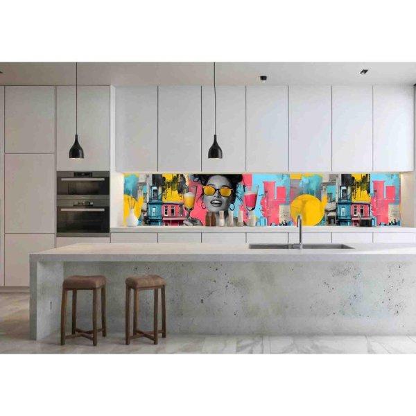Wallplex PLUS+ falburkoló hőálló konyhapanel Happy Coctail, vízálló
falburkolat konyhába 60x300 cm