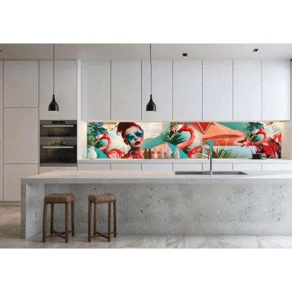 Wallplex PLUS+ falburkoló hőálló konyhapanel Pink Flamingo, vízálló
falburkolat konyhába 60x120 cm