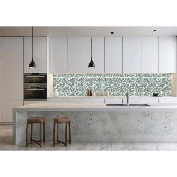 Wallplex PLUS+ falburkoló hőálló konyhapanel Zöld Hexagon, vízálló
falburkolat konyhába 60x180 cm