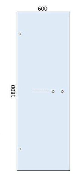Szaunaajtó üveglap víztiszta 600x1800x8mm vízszintes fogantyú furattal