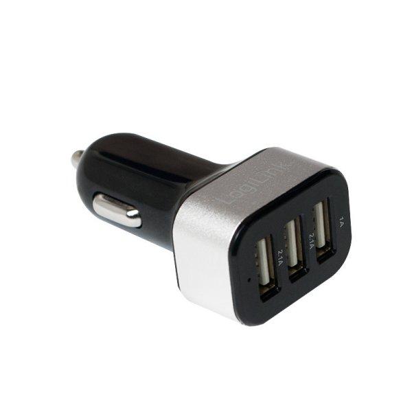 Logilink PA0082 3-port USB Car Charger 25,5W Black