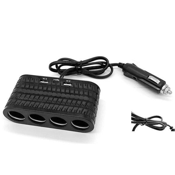 Szivargyújtó elosztó 4-es + 2 USB aljzat + 1 Type-c 12/24V Max. 120 W (13290)