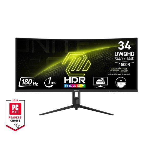 MSI Monitor GAMING MAG 342CQR E2 Ívelt 34" UWQHD, 3440x1440, 180Hz VA
21:9, 3000:1 CR, 300cd/m2, 1 ms, HDMI, DP, Black