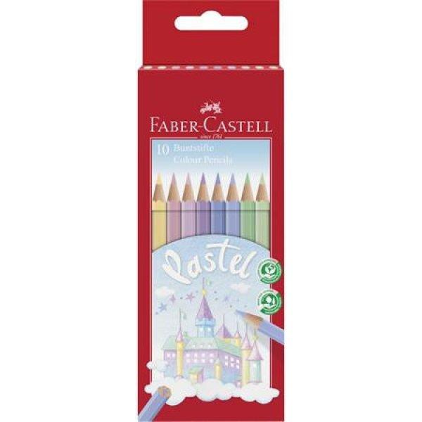 Színes ceruza készlet, hatszögletű, FABER-CASTELL, 10 különböző pasztell
szín