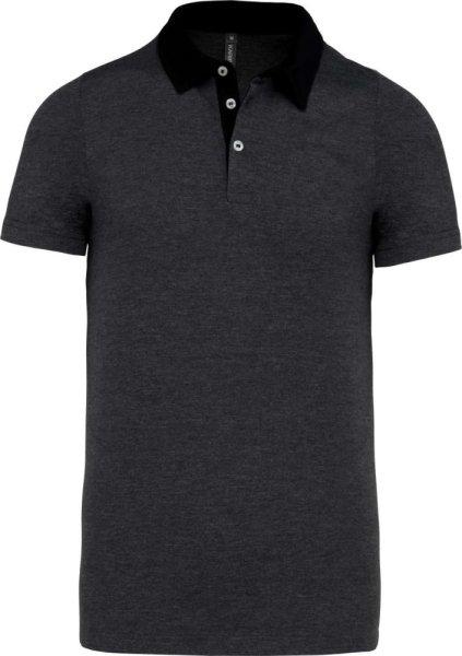 Férfi galléros jersey póló, kontrasztos gallérral, Kariban KA260, Dark Grey
Heather/Black-XL