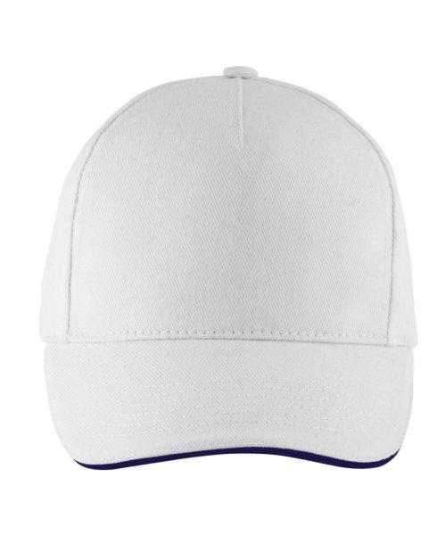 Uniszex pamut 5 paneles baseball sapka, SOL'S SO00594, White/French Navy-U