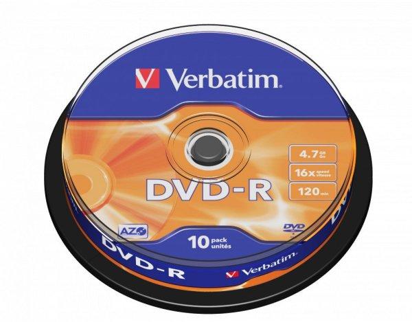 Verbatim DVD-R 4,7Gb 16x Hengeres 10db/csomag (10-ös címke)