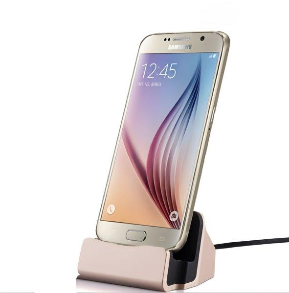 Telefon Dokkoló, Töltő, MICRO USB-s, rose gold - Szinkron funkciós
telefontartó!