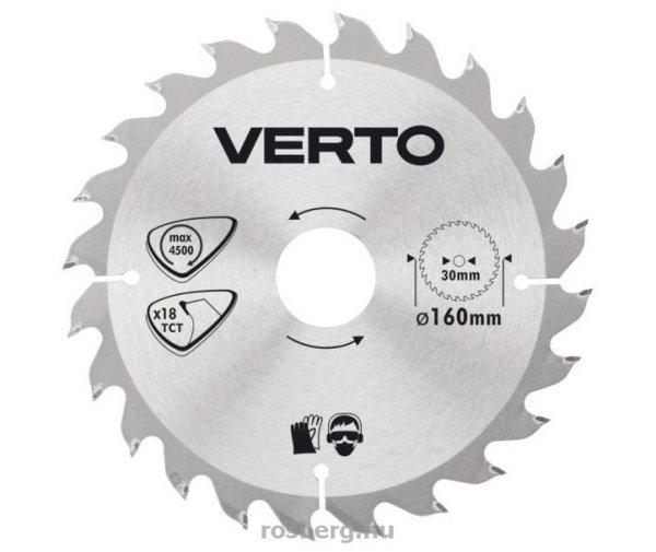 VERTO körfűrészlap 160x30 2,2/1,8 Z18 3 szűkítővel 61H116 (3 db
szűkítőgyűrűvel 20, 25.4, 16-ra) 