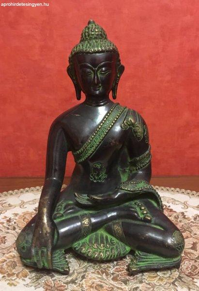 Gyógyító Buddha réz szobor, fekete-zöld - 28 cm