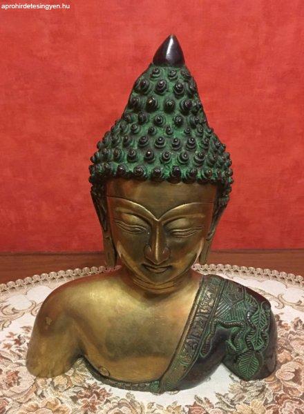 Buddha réz mellkas szobor, fekete-réz - 28 cm