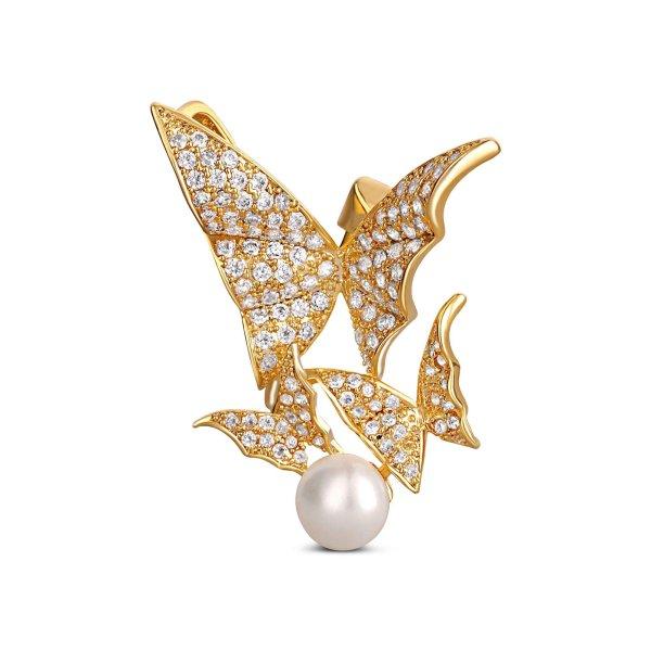 JwL Luxury Pearls Gyönyörű aranyozott bross igazgyönggyel -
pillangó JL0630