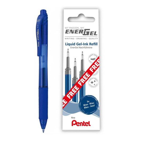 Rollertoll zselés golyóátmérő 0,7 mm Pentel EnerGel BL107-CX írásszín
kék + ajándék tollbetét 3db/csomag