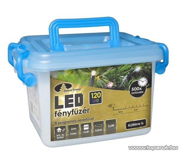 Design Dekor KDV 125 Kültéri vezérlős LED-es fényfüzér, 8 program, 6 m,
fekete kábellel, 120 db színes (sokszínű) LED-del