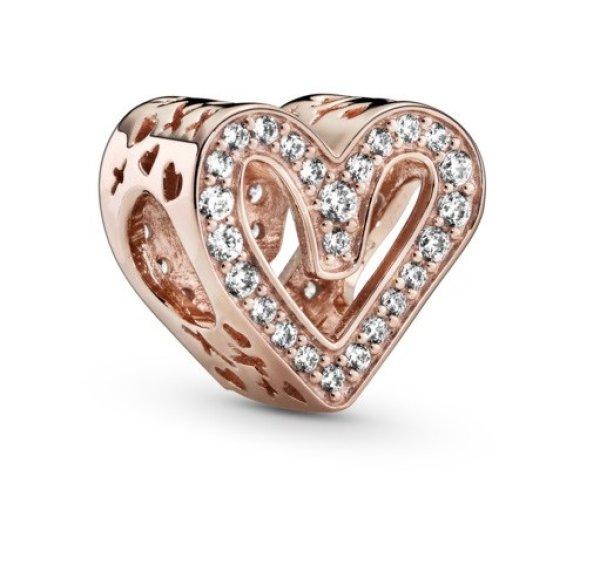 Pandora Bronz szív gyöngy tiszta kristályokkal Rose 788692C01