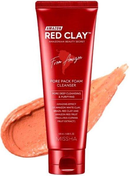 Missha Tisztító hab agyaggal Amazon Red Clay™ (Pore Pack Foam
Cleanser) 120 ml