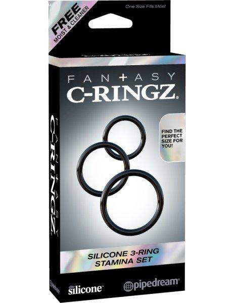  Silicone 3-Ring Stamina Set Black 