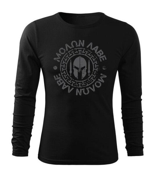 DRAGOWA Fit-T hosszú ujjú póló Molon Labe, fekete 160g/m2