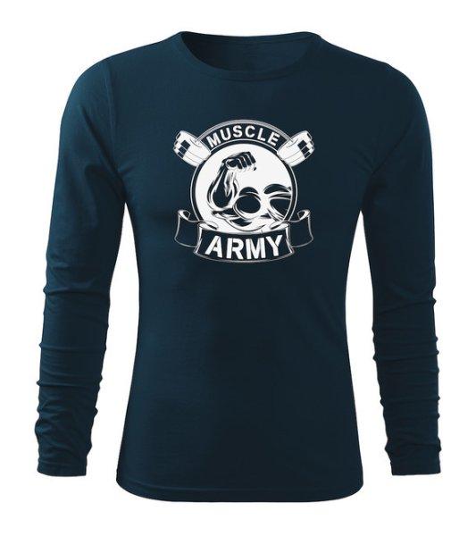 DRAGOWA Fit-T hosszú ujjú póló muscle army original, sötétkék160g/m2