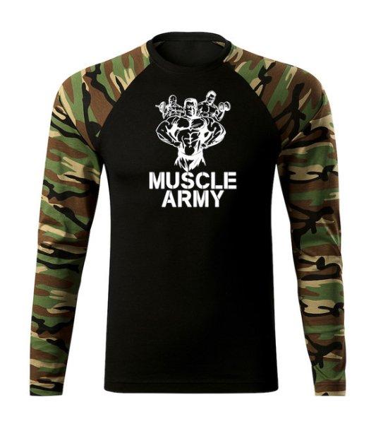 DRAGOWA Fit-T hosszú ujjú póló muscle army team, woodland 160g/m2