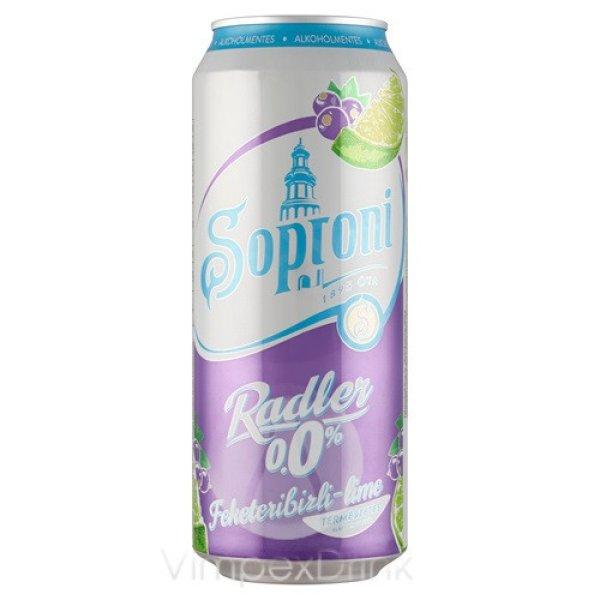 soproni radler feketeribizli-lime 0,0% 0,5l dobozos /24/