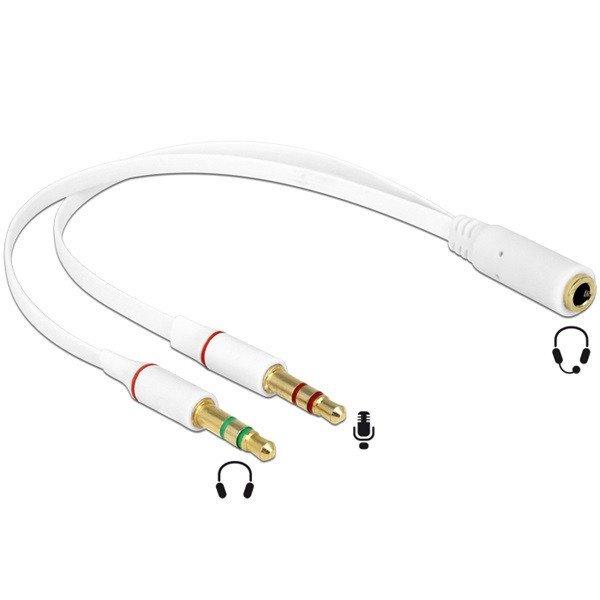 DELOCK Átalakító Headset Stereo jack 1x 3.5mm 4 pin female > 2x 3.5mm 3
pin male (iPhone)