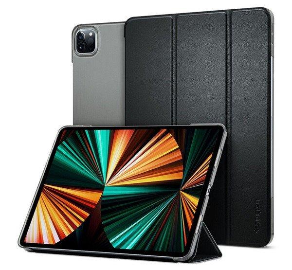 SPIGEN SMART FOLD tok álló, bőr hatású (aktív FLIP, oldalra nyíló,
TRIFOLD, asztali tartó) FEKETE Apple IPAD Air 13 (2024)