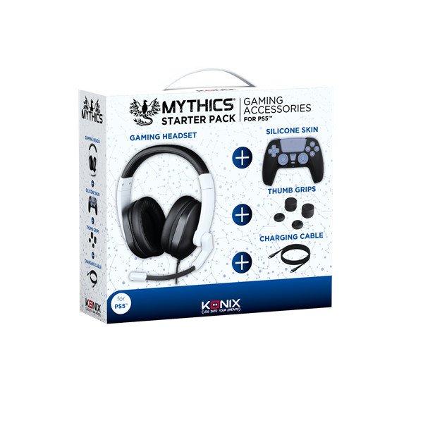 KONIX - MYTHICS PS5 Kezdő csomag (Fejhallgató + Skin +Thumb Grips + Töltő
kábel), Fekete